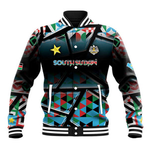 Custom South Sudan Baseball Jacket Geometric African Patterns - African Pride