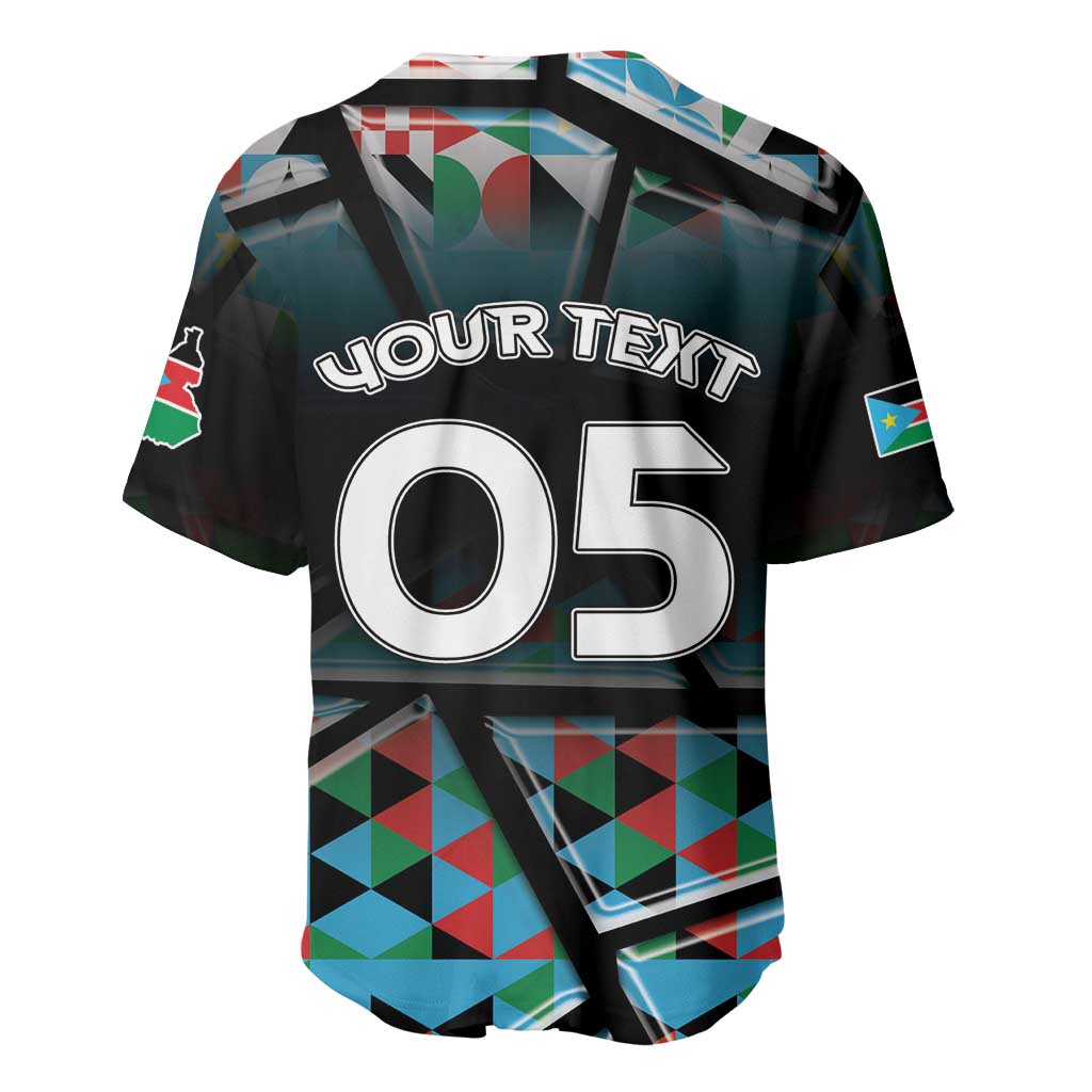 Custom South Sudan Baseball Jersey Geometric African Patterns - African Pride