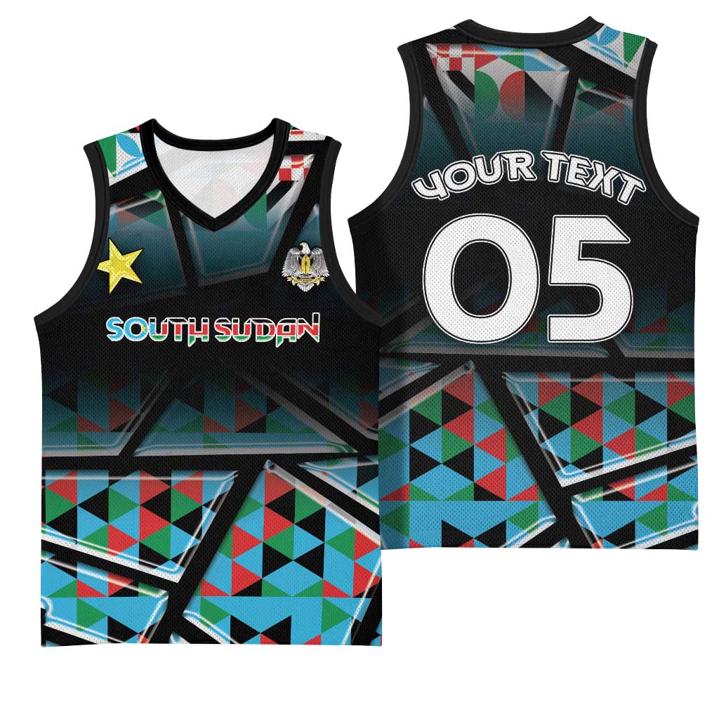 Custom South Sudan Basketball Jersey Geometric African Patterns - African Pride