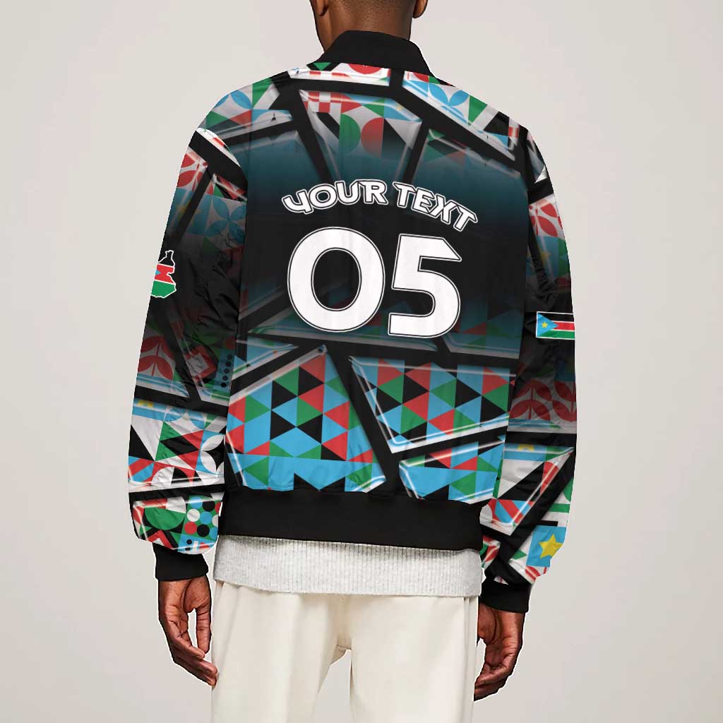 Custom South Sudan Bomber Jacket Geometric African Patterns - African Pride