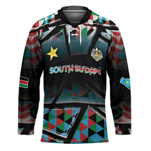 Custom South Sudan Hockey Jersey Geometric African Patterns - African Pride