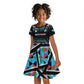 Custom South Sudan Kid Short Sleeve Dress Geometric African Patterns - African Pride