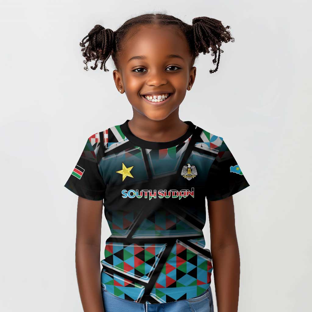 Custom South Sudan Kid T shirt Geometric African Patterns - African Pride