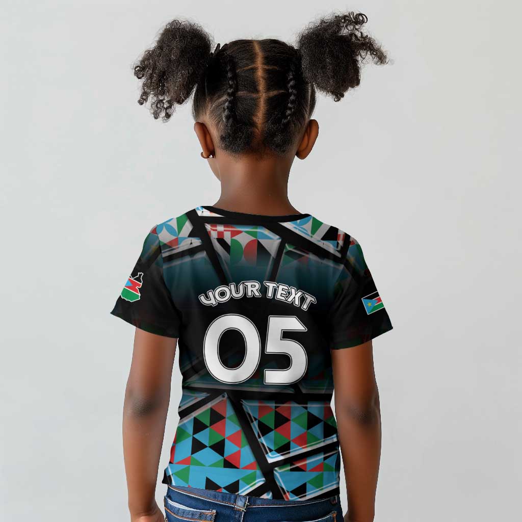 Custom South Sudan Kid T shirt Geometric African Patterns - African Pride