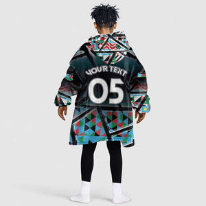 Custom South Sudan Kid Wearable Blanket Hoodie Geometric African Patterns - African Pride