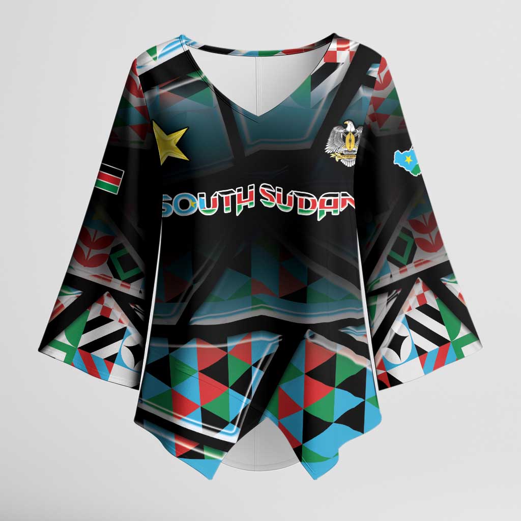 Custom South Sudan Kimono Sleeve Blouse Geometric African Patterns - African Pride