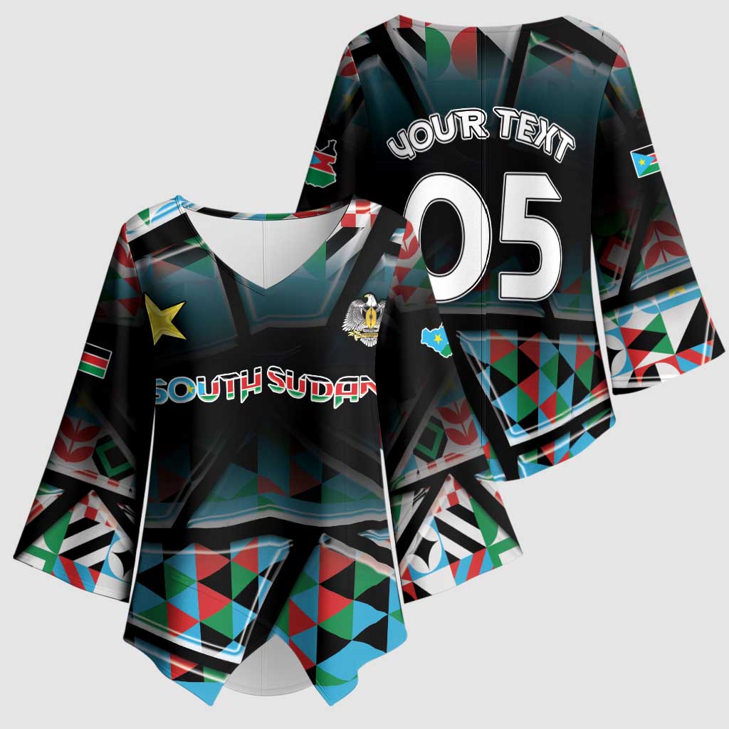 Custom South Sudan Kimono Sleeve Blouse Geometric African Patterns - African Pride