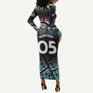 Custom South Sudan Long Sleeve Bodycon Dress Geometric African Patterns - African Pride