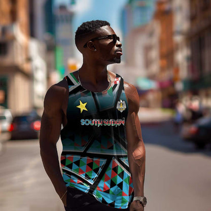 Custom South Sudan Men Tank Top Geometric African Patterns - African Pride