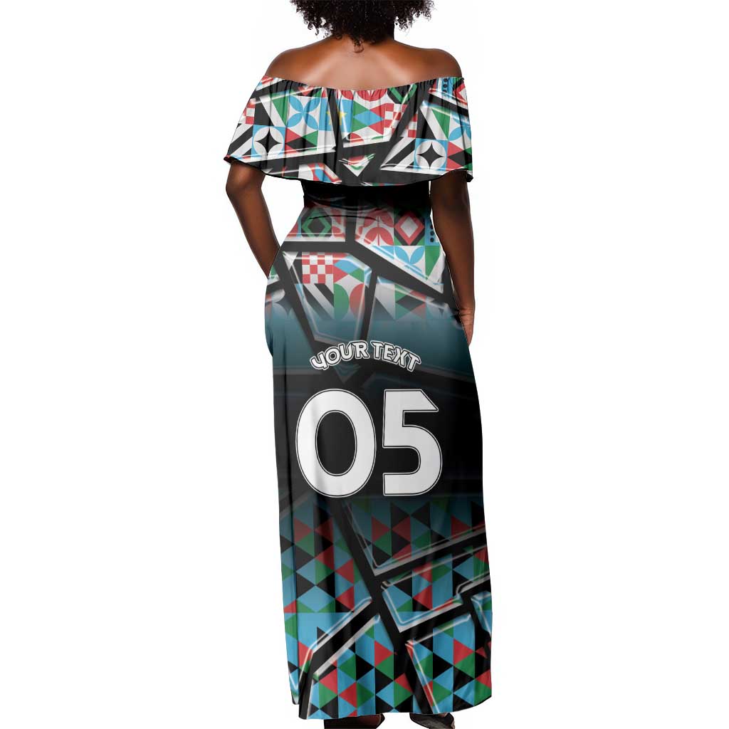 Custom South Sudan Off Shoulder Maxi Dress Geometric African Patterns - African Pride