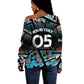 Custom South Sudan Off Shoulder Sweater Geometric African Patterns - African Pride
