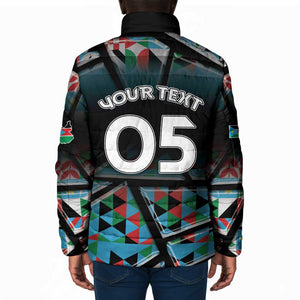 Custom South Sudan Padded Jacket Geometric African Patterns - African Pride