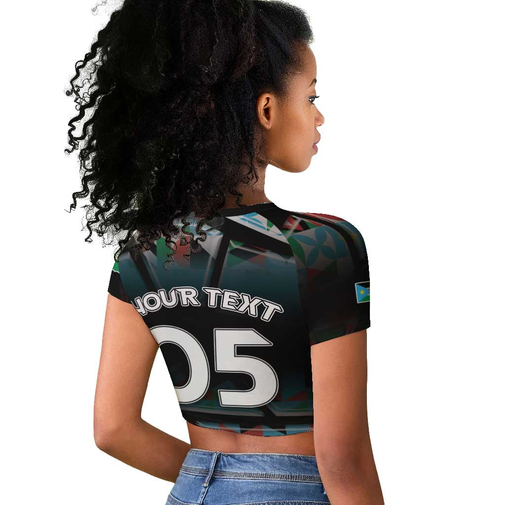 Custom South Sudan Raglan Cropped T shirt Geometric African Patterns - African Pride