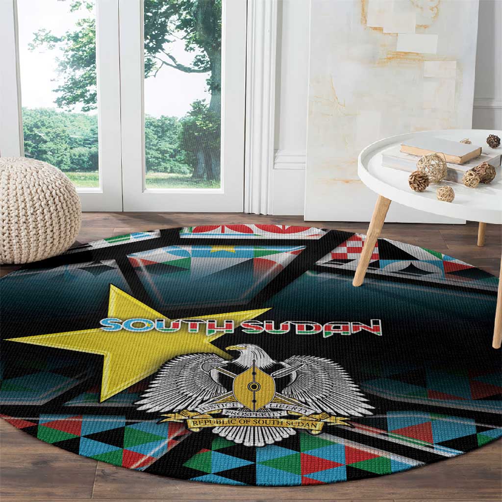 South Sudan Round Carpet Geometric African Patterns - African Pride