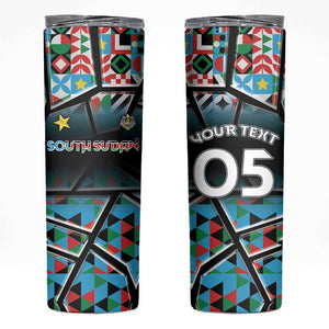 Custom South Sudan Skinny Tumbler Geometric African Patterns - African Pride