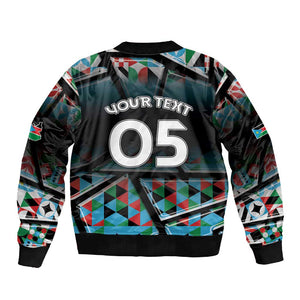 Custom South Sudan Sleeve Zip Bomber Jacket Geometric African Patterns - African Pride