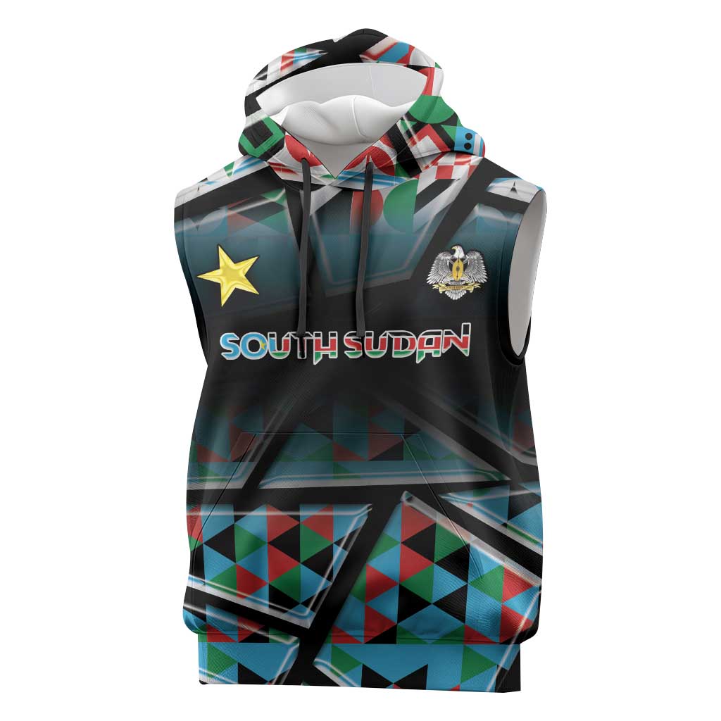 Custom South Sudan Sleeveless Hoodie Geometric African Patterns - African Pride