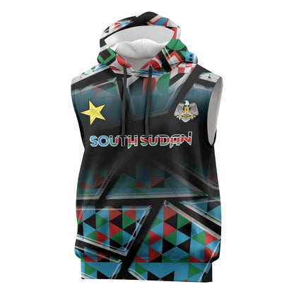 Custom South Sudan Sleeveless Hoodie Geometric African Patterns - African Pride