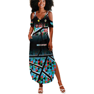 Custom South Sudan Summer Maxi Dress Geometric African Patterns - African Pride