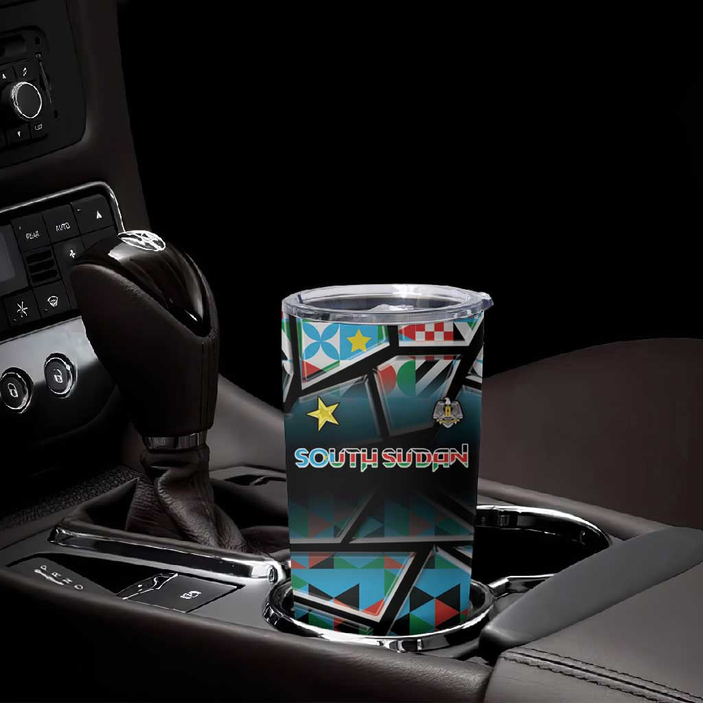 Custom South Sudan Tumbler Cup Geometric African Patterns - African Pride