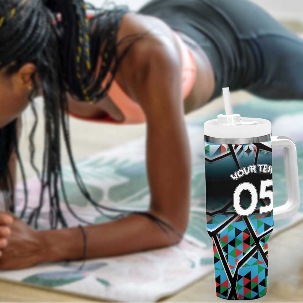 Custom South Sudan Tumbler With Handle Geometric African Patterns - African Pride