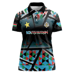 Custom South Sudan Women Polo Shirt Geometric African Patterns - African Pride