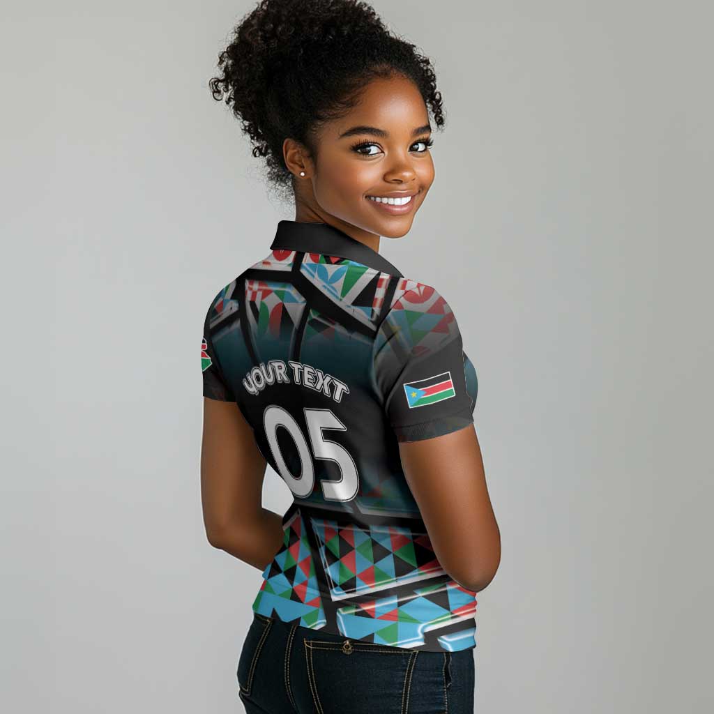 Custom South Sudan Women Polo Shirt Geometric African Patterns - African Pride