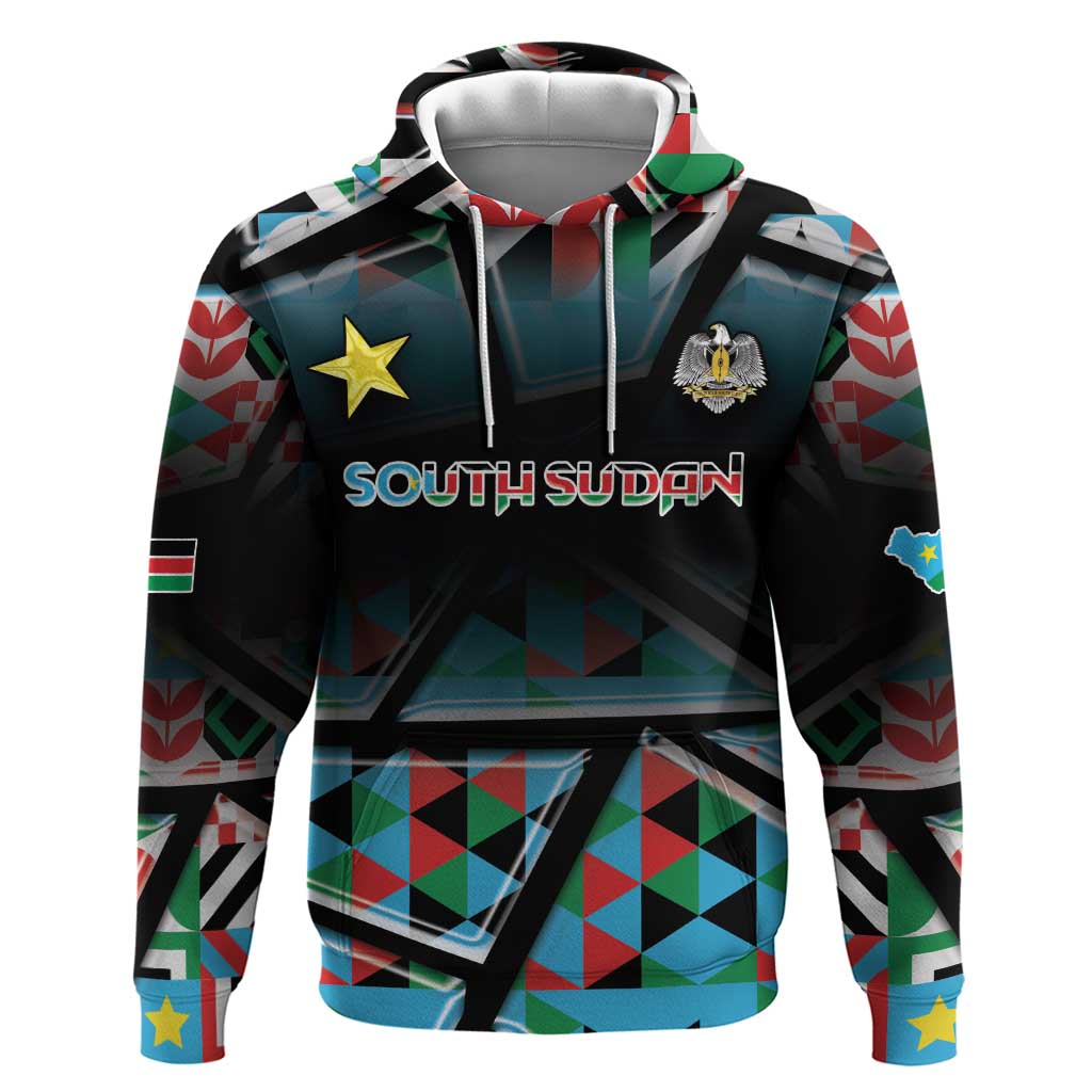 Custom South Sudan Zip Hoodie Geometric African Patterns - African Pride
