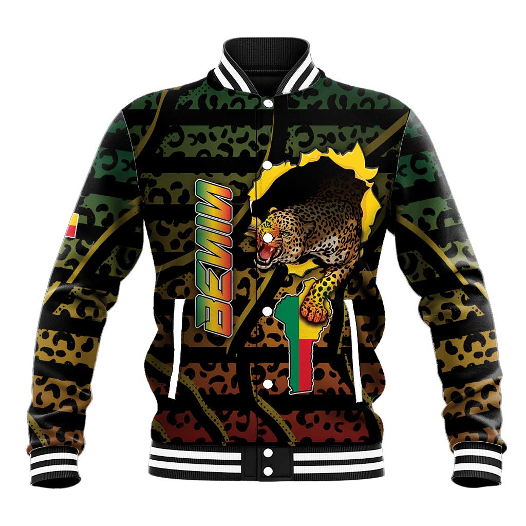 Personalized Benin Baseball Jacket Powerful African Leopard - African Pride