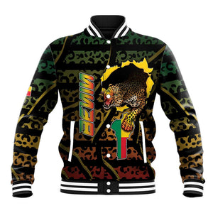 Personalized Benin Baseball Jacket Powerful African Leopard - African Pride