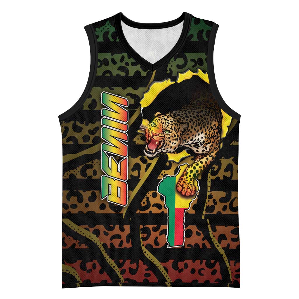 Personalized Benin Basketball Jersey Powerful African Leopard - African Pride