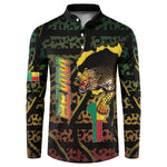 Personalized Benin Button Sweatshirt Powerful African Leopard
