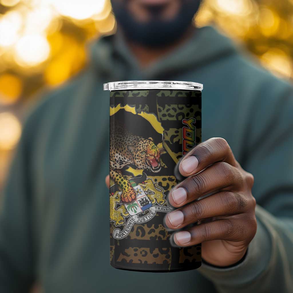Personalized Benin 4 in 1 Can Cooler Tumbler Powerful African Leopard - African Pride