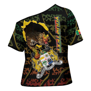 Personalized Benin Cross Shoulder Shirt Powerful African Leopard - African Pride