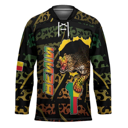 Personalized Benin Hockey Jersey Powerful African Leopard - African Pride