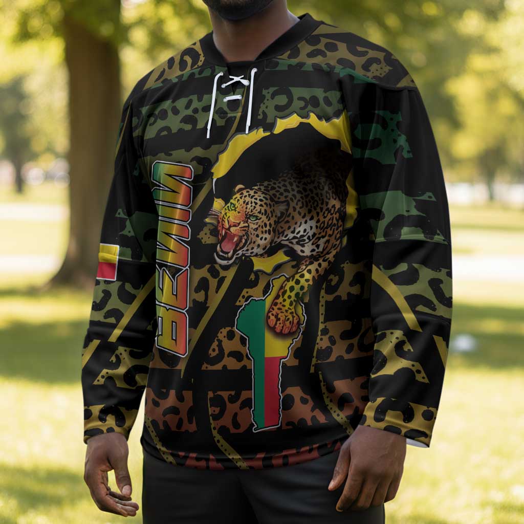 Personalized Benin Hockey Jersey Powerful African Leopard - African Pride
