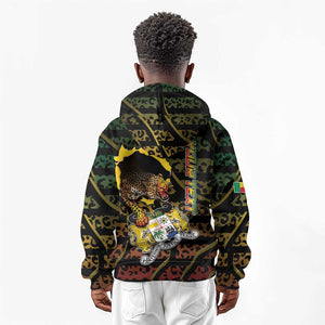 Personalized Benin Kid Hoodie Powerful African Leopard - African Pride
