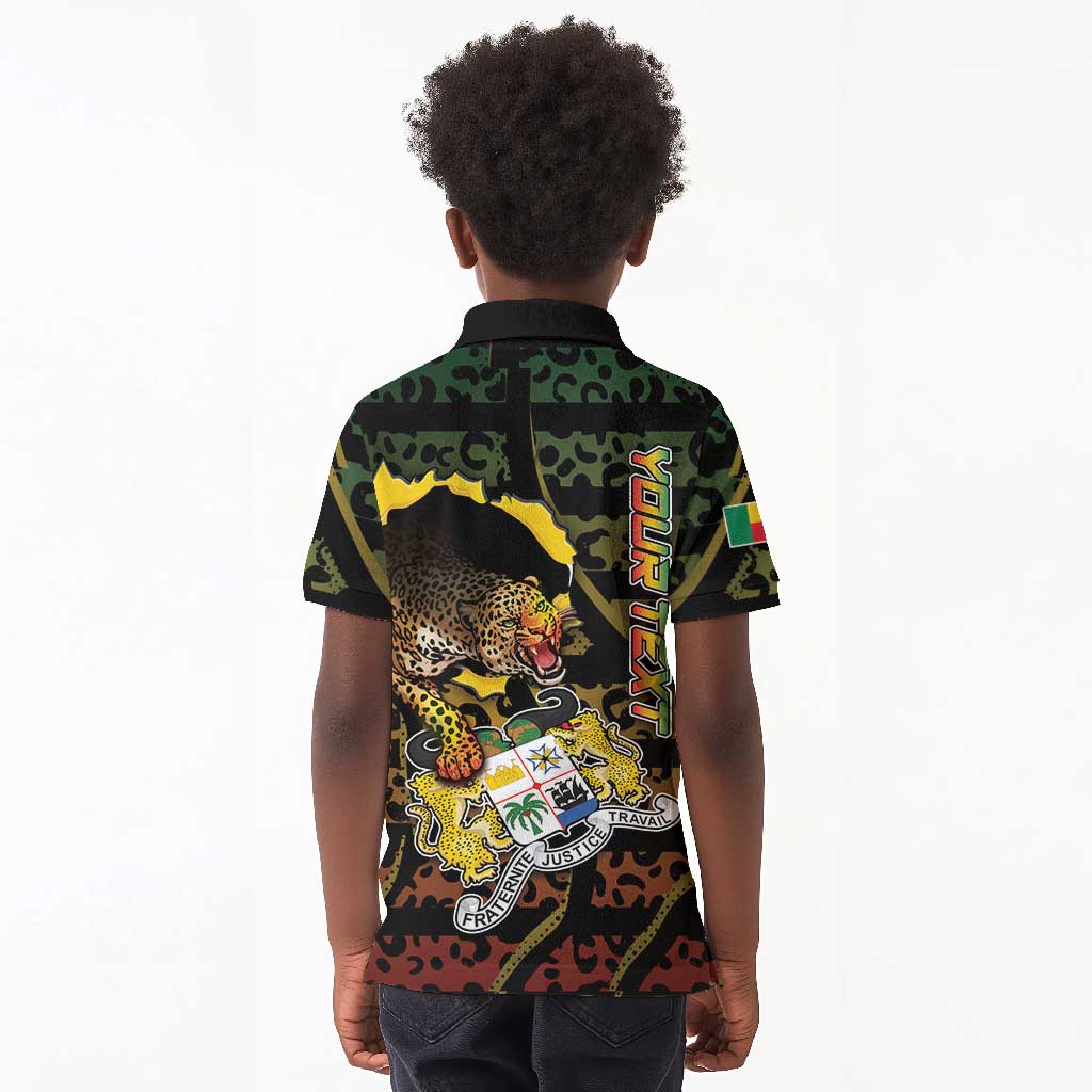 Personalized Benin Kid Polo Shirt Powerful African Leopard - African Pride