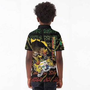 Personalized Benin Kid Polo Shirt Powerful African Leopard - African Pride