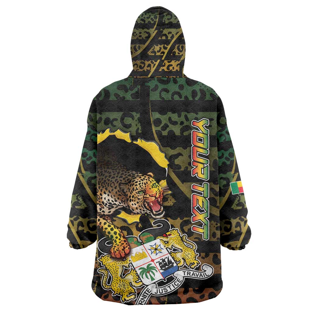 Personalized Benin Kid Wearable Blanket Hoodie Powerful African Leopard - African Pride