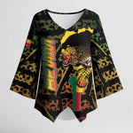 Personalized Benin Kimono Sleeve Blouse Powerful African Leopard - African Pride