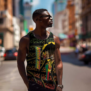 Personalized Benin Men Tank Top Powerful African Leopard - African Pride
