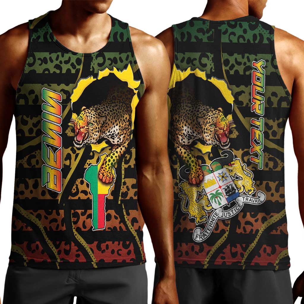 Personalized Benin Men Tank Top Powerful African Leopard - African Pride