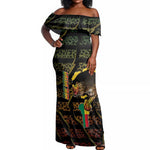 Personalized Benin Off Shoulder Maxi Dress Powerful African Leopard - African Pride
