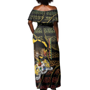 Personalized Benin Off Shoulder Maxi Dress Powerful African Leopard - African Pride