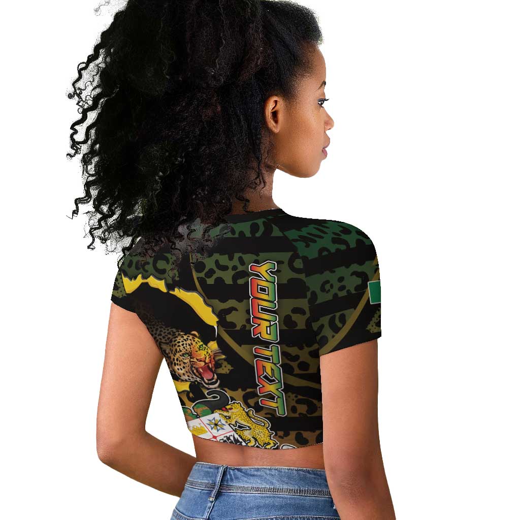 Personalized Benin Raglan Cropped T shirt Powerful African Leopard - African Pride