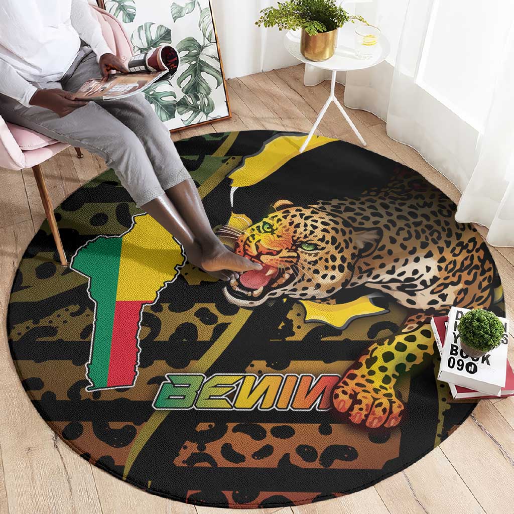 Benin Round Carpet Powerful African Leopard - African Pride