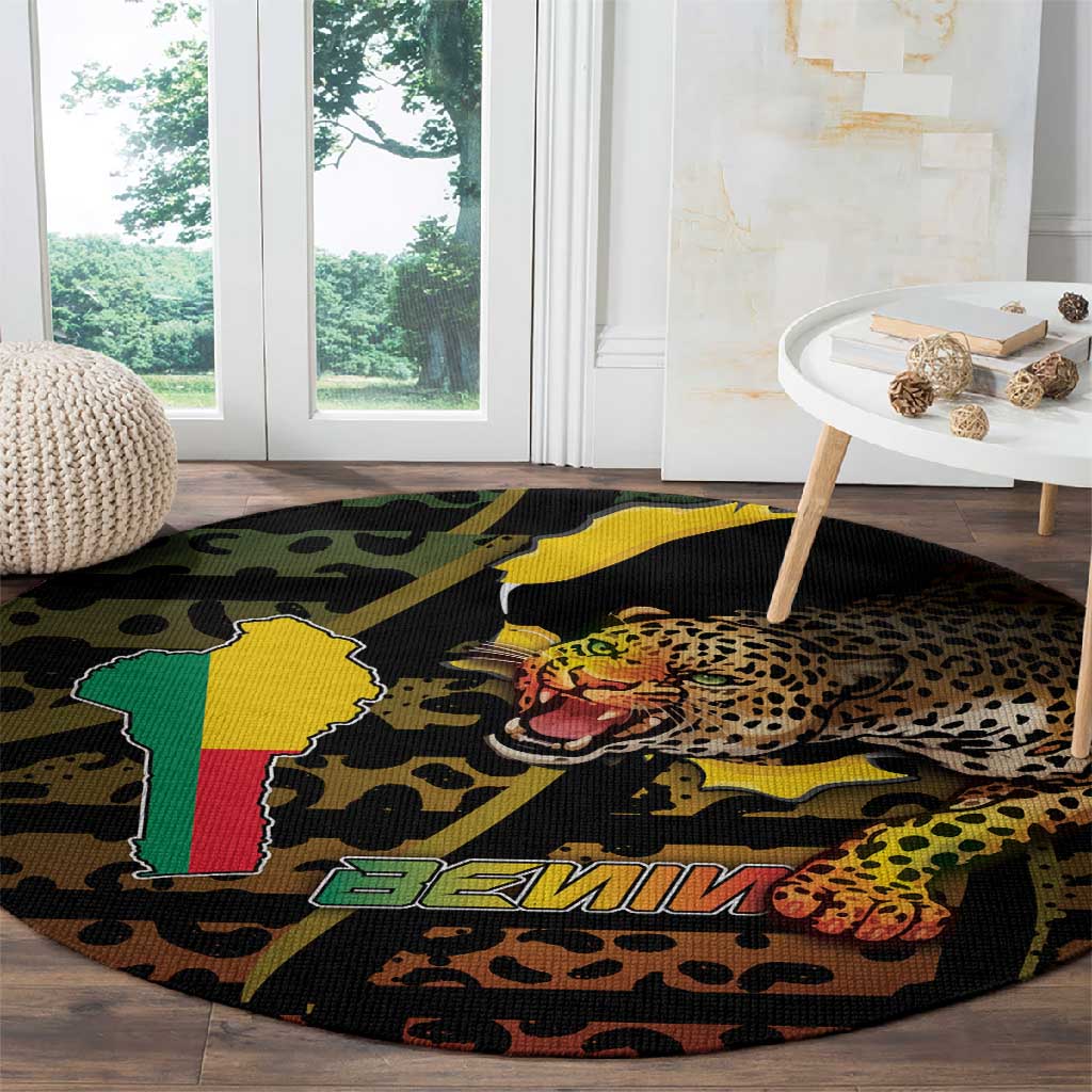 Benin Round Carpet Powerful African Leopard - African Pride