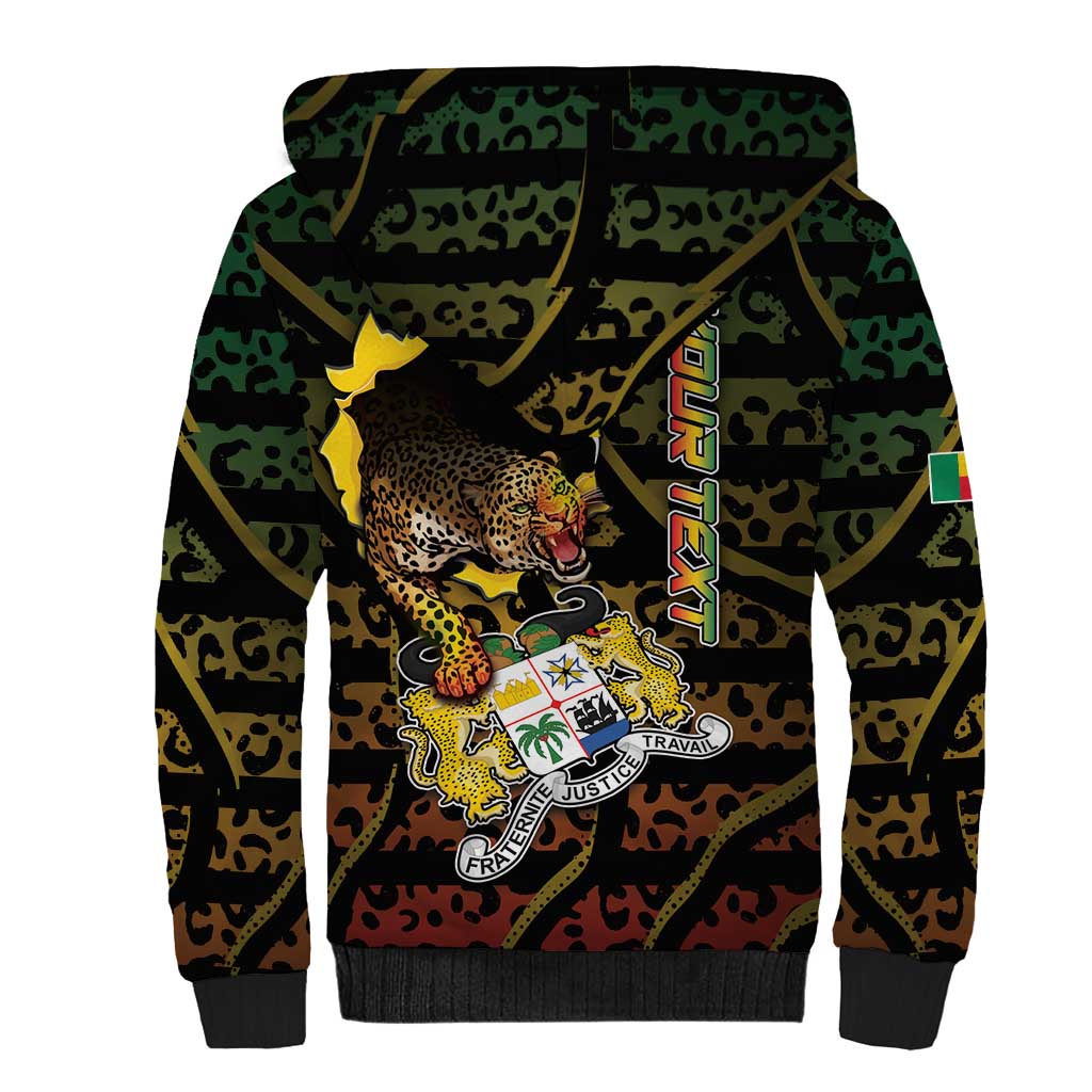 Personalized Benin Sherpa Hoodie Powerful African Leopard - African Pride
