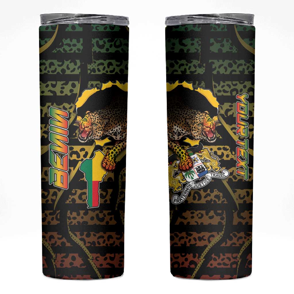Personalized Benin Skinny Tumbler Powerful African Leopard - African Pride
